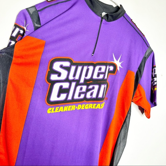 Super Clean Sz L Biking Jersey Polyester Jersey Degreaser Advertising EUC - Picture 2 of 8
